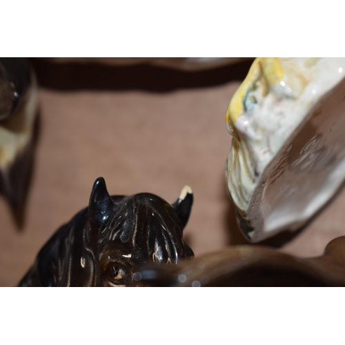 59 - Beswick palomino mare facing left 976, barn owl 1046, a Siamese cat 1558 and a brown foal together w... 