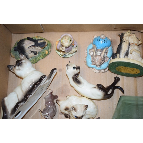 65D - A collection of Beswick and similar to include Siamese Cats, a mouse (af), Royal Albert Jeremy Fishe... 
