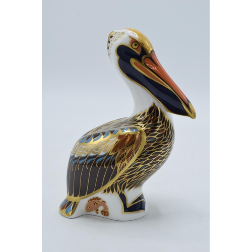 29A - Royal Crown Derby paperweight in the form of a Brown Pelican, with gold stopper.