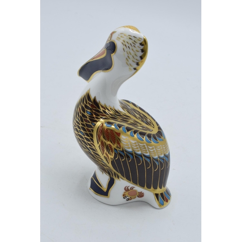 29A - Royal Crown Derby paperweight in the form of a Brown Pelican, with gold stopper.