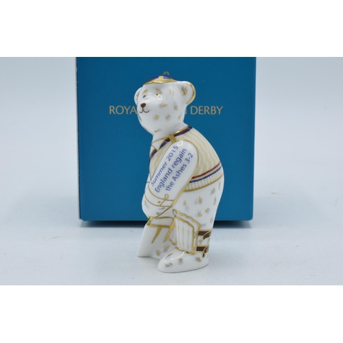 30D - A Boxed Royal Crown Derby miniature bear paperweight, Ashes 2015 Cricketer, 9cm high, this is number... 