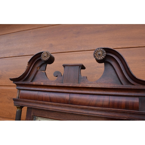 478 - 19th century oak longcase clock with rolling moon dial with single weight and pendulum (needs attent... 