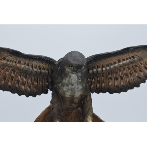 138 - Capo Di Monte realistic model of an Eagle / Bird of Prey landing on a rocky surface, 34cm wide.