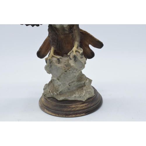 138 - Capo Di Monte realistic model of an Eagle / Bird of Prey landing on a rocky surface, 34cm wide.