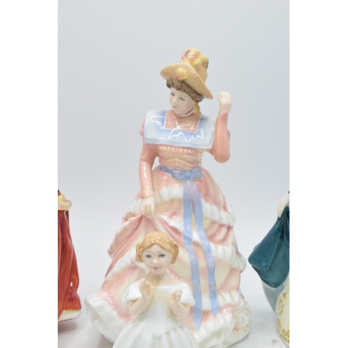 114 - Royal Doulton figures to include Top O'The Hill HN1834, Sharon HN3603, Regal Lady HN2709 and Catheri... 