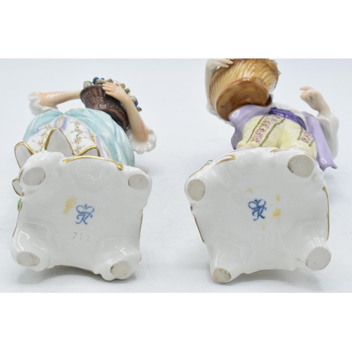 2 - A pair of Rudolf Kammer porcelain figures of flower carriers, height 23cm (2).