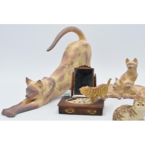 25 - Border Fine Arts to include a Stretching Cat, Kittens Stone, a cat by a mirror, Kitten Lying and Pla... 