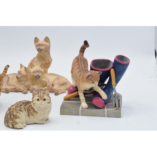 25 - Border Fine Arts to include a Stretching Cat, Kittens Stone, a cat by a mirror, Kitten Lying and Pla... 