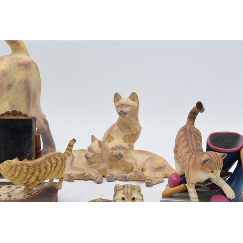 25 - Border Fine Arts to include a Stretching Cat, Kittens Stone, a cat by a mirror, Kitten Lying and Pla... 