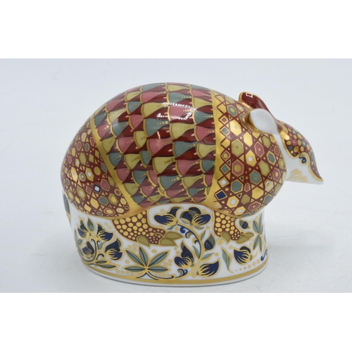 30 - Royal Crown Derby paperweight, Armadillo, gold stopper.