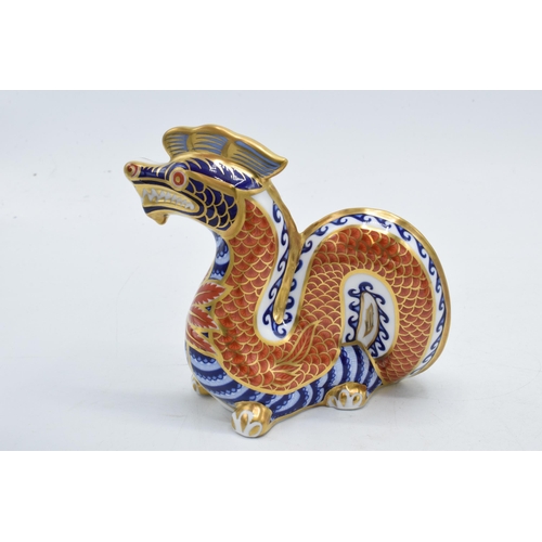 34 - Boxed Royal Crown Derby paperweight Dragon with gold stopper.