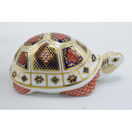 41 - Royal Crown Derby paperweight, Tortoise in the Old Imari 1128 pattern, date mark for 1997, gold stop... 