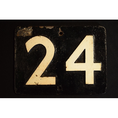 465 - Original railway LMS '24' cast iron sign, details to reverse, 19.5x15cm.