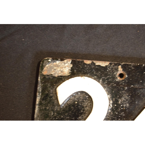 465 - Original railway LMS '24' cast iron sign, details to reverse, 19.5x15cm.