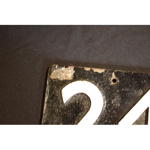 465 - Original railway LMS '24' cast iron sign, details to reverse, 19.5x15cm.