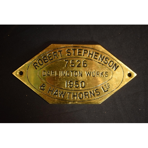 466 - English replica railway plate casting - Robert Stephenson Darlington Works, 28x13cm.