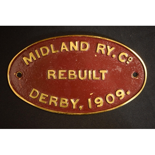 467 - English replica railway plate casting - Midland YC Co Derby 1909, 26x15cm.