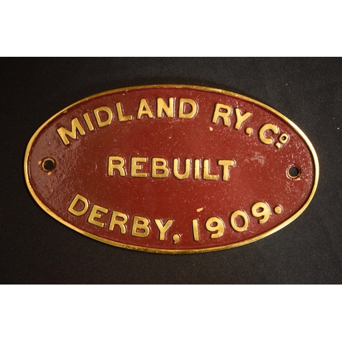 467 - English replica railway plate casting - Midland YC Co Derby 1909, 26x15cm.