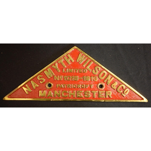 468 - English replica railway plate casting - Nasmyth Wilson & Co Manchester, 35x13cm.