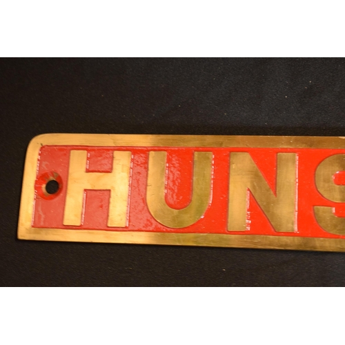 469 - English replica railway plate casting - Hunslet, 43x8cm.