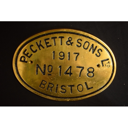 470 - English replica railway plate casting - Peckett & Sons 1917 Bristol, 30x21cm.