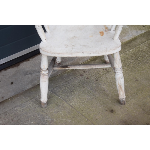 476 - 19th century painted high backed farmhouse armchair, 106cm tall.