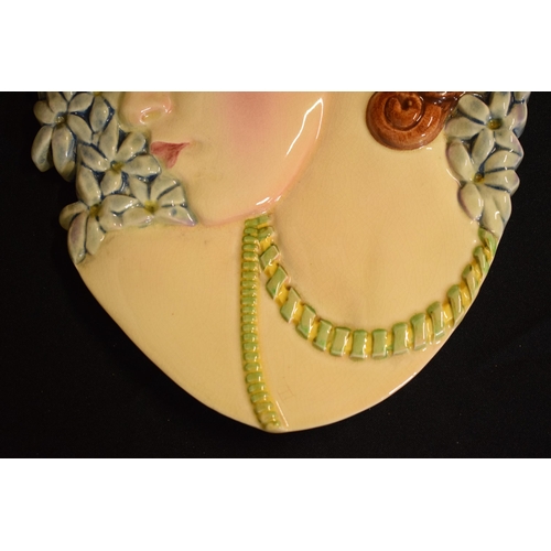 9 - Beswick Art Deco period wall plaque 'The Lady with Beads', impressed '436', 31cm tall.