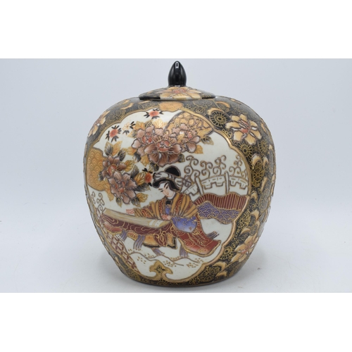 92 - A large 20th century Japanese ginger jar with lid and tubelined decoration together with similar ori... 