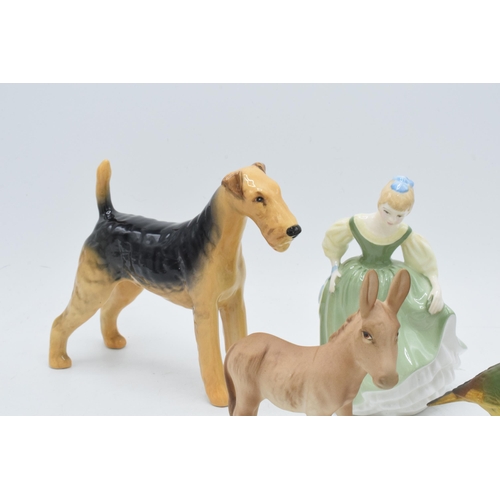 122 - Beswick to include a matte donkey foal, a matte Greenfinch and an Airedale Terrier together with Fai... 