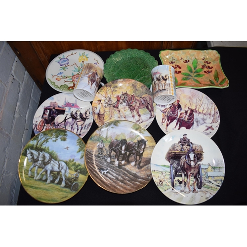 147 - Pottery to include Danbury Mint Working Horses plates and mugs, Royal Doulton and others.