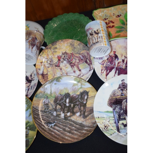 147 - Pottery to include Danbury Mint Working Horses plates and mugs, Royal Doulton and others.