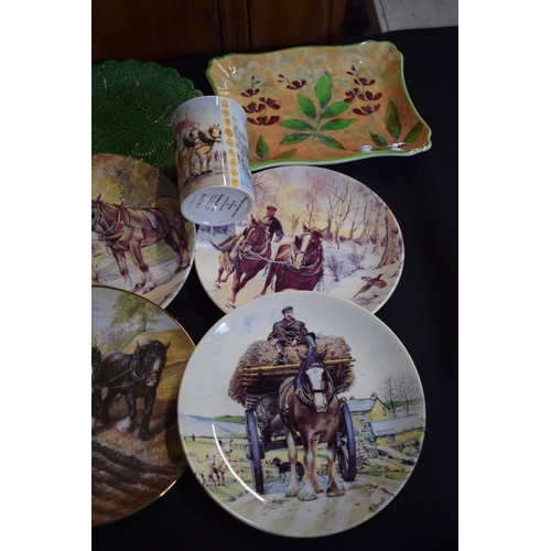 147 - Pottery to include Danbury Mint Working Horses plates and mugs, Royal Doulton and others.