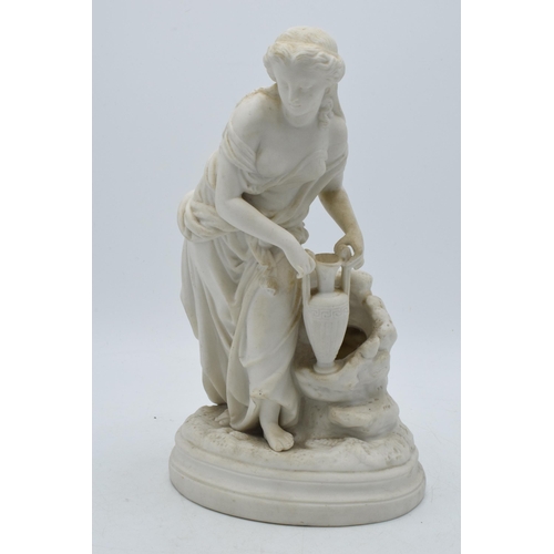 148 - Early 20th century Parian figure of a maiden holding a Grecian jug, 28cm tall.