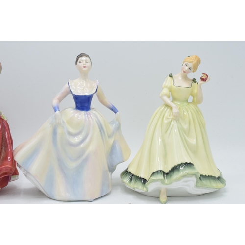 123 - A collection of Royal Doulton lady figures to include Marilyn, Paula, Top O' the Hill and Lisa. Heig... 