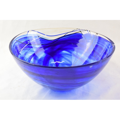 150 - Kosta Boda large blue Swedish glass bowl, 34cm diameter.