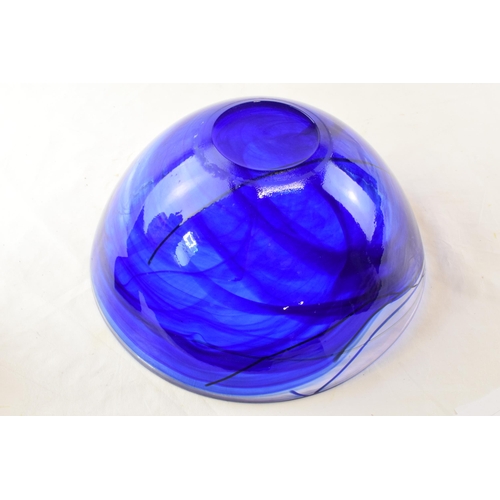 150 - Kosta Boda large blue Swedish glass bowl, 34cm diameter.