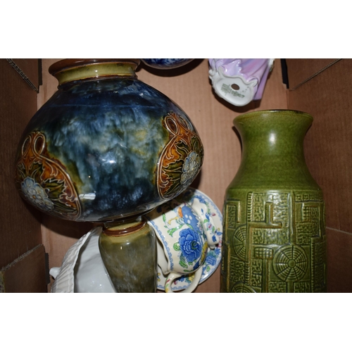 158 - Pottery to include a large Doulton stoneware vase (af), a West German Vase, Doulton figure (af), and... 