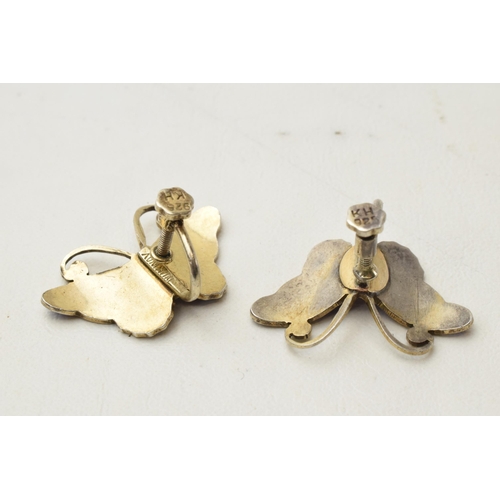 168K - Scandinavian silver and enamel butterfly earrings, marked 'KH 925' (2).