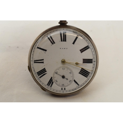 168N - Silver pocket watch 'BS & S' stamped fine silver, believed working order.