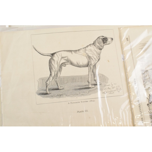 464 - A selection of book plates of dog and hunting interest, including a Landseer example 'Waiting for th... 