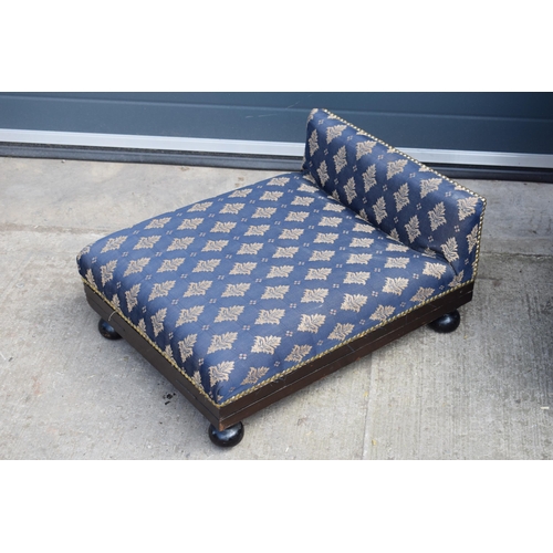 490 - Victorian adjustable upholstered footstool with later upholstered nursing chair on original casters,... 