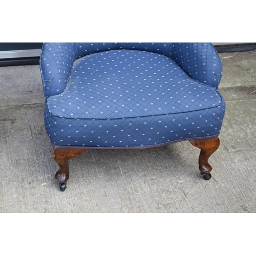 490 - Victorian adjustable upholstered footstool with later upholstered nursing chair on original casters,... 