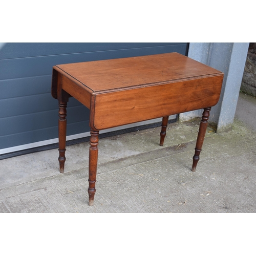 493 - 19th century pembroke table with single drawer, 90x85x70cm tall (when folded).