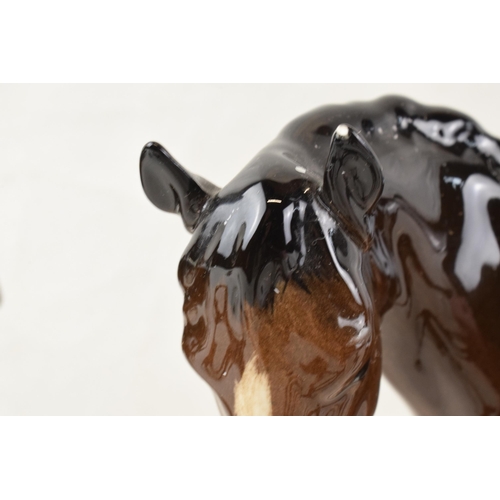 64 - A collection of Beswick brown horses. To include two standing large and seven fowls. (9)