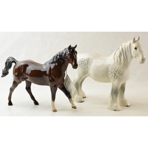 68 - Beswick 818 Shire Horse in grey together with a Royal Doulton Quarter Horse (2).