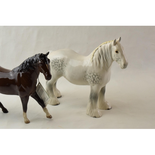 68 - Beswick 818 Shire Horse in grey together with a Royal Doulton Quarter Horse (2).