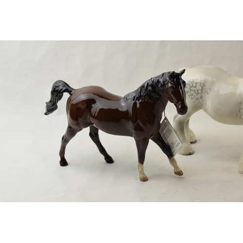 68 - Beswick 818 Shire Horse in grey together with a Royal Doulton Quarter Horse (2).