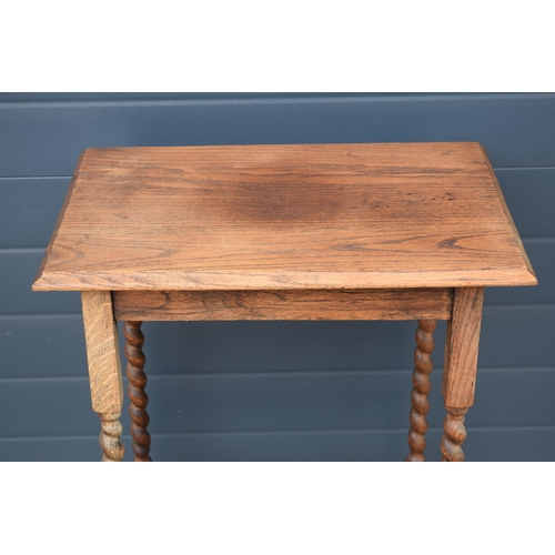 497 - Edwardian side table with barley twist legs, 58x40x75.