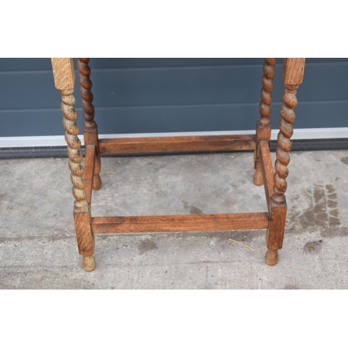 497 - Edwardian side table with barley twist legs, 58x40x75.