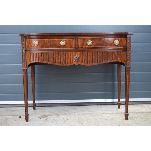 502 - Reproduction Regency style sideboard with fluted legs and 3 drawers, 107x53x87cm tall.